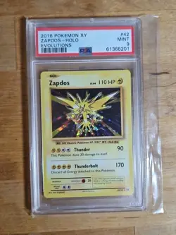 2016 XY Pokemon Evolutions Zapdos Holo Rare 42/108 PSA 9 - Image 1