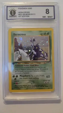 2000 Pokemon Neo Genesis Heracross 1st Edition 6/111 Holo NM-MT Grade 8 - Image 1