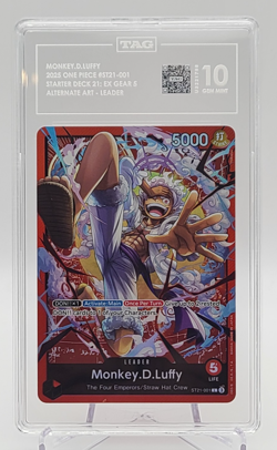 2025 One Piece CCG - Monkey D. Luffy #ST21-001 Holo Leader - TAG 10 GEM MINT Eng - Image 3