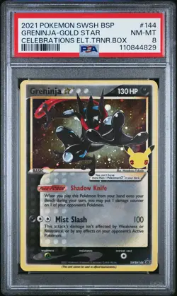2021 POKEMON SWSH BLACK STAR PROMO #144 GRENINJA-GOLD STAR PSA 8 - Image 1