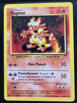 Rare Pokemon TCG Card Magmar Uncommon 36/102 - Image 1
