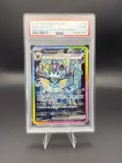 2025 POKEMON PRE EN-PRISMATIC EVOLUTIONS #149 VAPOREON EX PSA 9 - Image 1