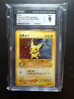 Pokemon TCG Pichu No.172 Japanese Gold, Silver, To A New World CGC Mint 9 - Image 1
