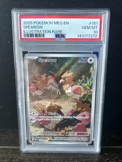 2025 POKEMON MEG EN-MEGA EVOLUTION ILLUSTRATION RARE #151 SPEAROW PSA 10 GEM - Image 1