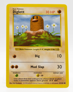 Diglett Pokemon Base Set 47/102 Shadowless Non-Holo Near Mint - Image 1