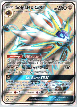 Solgaleo GX (Full Art) 143/149 Holo Ultra Rare SM Base Set Pokemon NM - Image 1