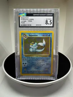 GRADED POKEMON CGC 8.5 VAPOREON Unlimited 1999 Jungle 12/64 HOLO - Image 1