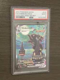 Pokemon Umbreon VMAX Alternate Art Secret Rare Evolving Skies 215/203 PSA 2 - Image 1