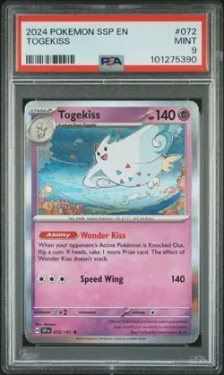 2024 Pokemon Surging Sparks Togekiss HOLO RARE PSA 9 MINT #072 - Image 1