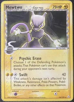Mewtwo (Delta Species) 24/110 Holon Phantoms Regular *DAMAGED* Pokemon Card - Image 1
