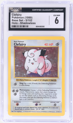 1999 Pokemon Base Set Clefairy Shadowless Holo #5 CGC 6 - Image 1