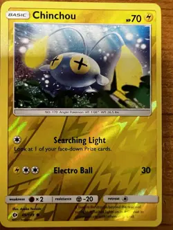 Pokemon - Chinchou - 49/149 - Common - Reverse Holo - Sun & Moon - NM/M - Image 1