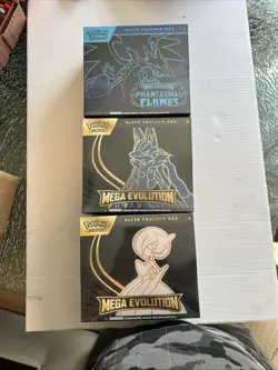 Lot Of 3 ETB Pokemon Mega Phantasm Flames And Two Mega Evolution New - Image 1