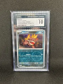 CGC 10 Pokemon Paldean Fates 042/091 Maschiff Reverse Holo Costco Error Pattern - Image 1