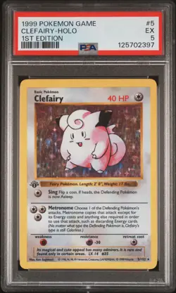 1999 POKEMON BASE SET 1ST EDITION #5 CLEFAIRY-HOLO PSA 5 - Image 1