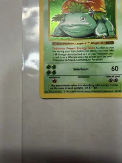 SHADOWLESS Pokemon Venusaur Base Set 15/102 Holo Rare - Image 3