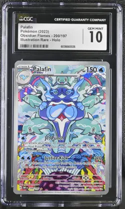 CGC 10 Gem Mint Palafin 200/197 Illustration Rare Pokemon SV03: Obsidian Flames - Image 1
