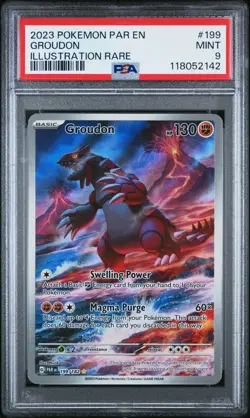 2023 POKEMON PAR EN-PARADOX RIFT ILLUSTRATION RARE #199 GROUDON PSA 9 - Image 1