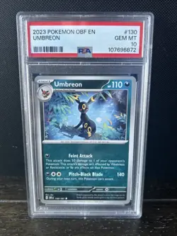 2023 Pokemon TCG Umbreon #130 Non Holo Obsidian Flames PSA 10 - Image 1