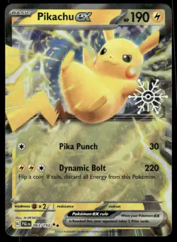 Pokemon Cards Pikachu ex 063/193 Snowflake Stamp Holiday Promo NM - Image 1