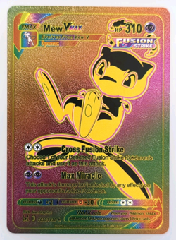 Pokemon Mew VMAX 310hp Dynamax 310hp Rainbow Foil Fan Art Collector Card TCG - Image 1