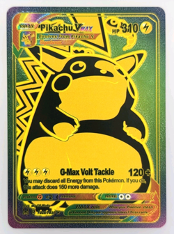 Pokemon Pikachu VMAX 310hp Gigantamax Rainbow Foil Fan Art Collector Card TCG - Image 1