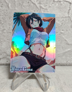 Mikasa Ackerman Trading Card Waifu Goddess Story Anime Girl holo Karte Manga - Image 1