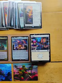 Lot of 70 TMNT MTG Rare, Mythic Rare, Foil & Art Cards + Sealed Pack of 90 Lands - Image 4