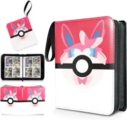 Pink Pokemon Card Ring Binder Album Collection Pocket 400 Trading Card Case - Image 1