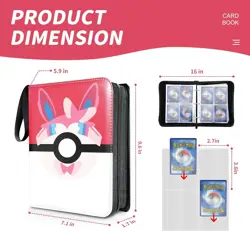 Pink Pokemon Card Ring Binder Album Collection Pocket 400 Trading Card Case - Image 2