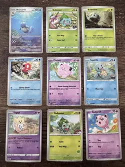 Pokemon Card Lot 9 Cards 2024 Bulbasaur Squirtle Wartortle Togepi Starter GO SV - Image 1