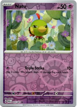 4x Pokemon TCG Natu 025/091 Paldean Fates Reverse Holo Playset - Image 1