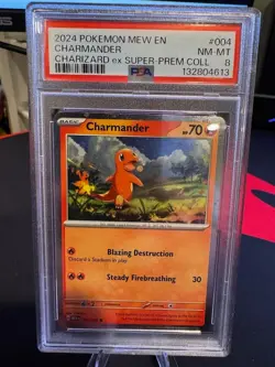 2024 Pokemon Charmander Charizard ex Super-Prem Coll 004 PSA 8 - Image 1