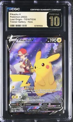 2022 POKEMON LOST ORIGIN TRAINER GALLERY #TG16/TG30 PIKACHU V CGC 10 PRISTINE - Image 1