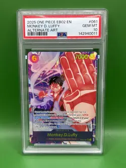 2025 One Piece Anime 25th Monkey D. Luffy Alternate Art #EB02-061 PSA 10 - Image 1