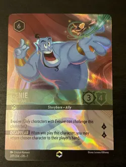 Disney Lorcana Double Sword Error Enchanted Genie On The Job First Print 209/204 - Image 1
