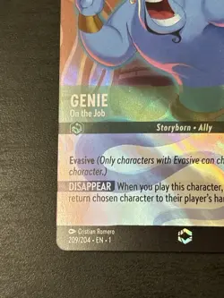 Disney Lorcana Double Sword Error Enchanted Genie On The Job First Print 209/204 - Image 5