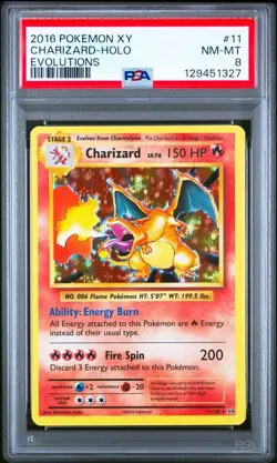 PSA 8 Charizard Holo Rare 11/108 XY Evolutions Pokemon Card 2016 TCG Pikachu - Image 1