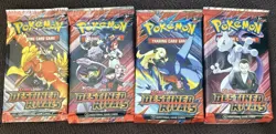 Pokemon DESTINED RIVALS Booster Pack Art Set Bundle - Set of 4 New Sealed Packs - Image 1