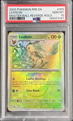 Pokemon TCG 2025 Leafeon Master Ball REV HOLO ENG PSA 10 - Image 1