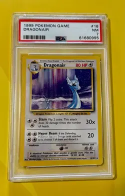 1999 POKEMON BASE SET UNLIMITED #18 DRAGONAIR PSA 7 - Image 1