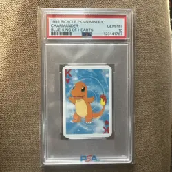 Pokemon Charmander - King of Hearts - PSA 10 - Bicycle Mini Playing Cards Blue D - Image 1