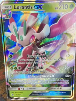 ULTRA RARE FULL ART Lurantis GX Holo Pokemon TCG Card Sun & Moon Base Set 15/149 - Image 1