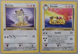 Vintage 1999 Pokemon TCG Base Set 1st Ed Meowth #56 Persian #42 Lot - 2 Cards - Image 1