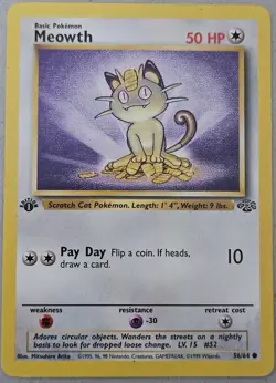 Vintage 1999 Pokemon TCG Base Set 1st Ed Meowth #56 Persian #42 Lot - 2 Cards - Image 2