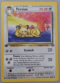 Vintage 1999 Pokemon TCG Base Set 1st Ed Meowth #56 Persian #42 Lot - 2 Cards - Image 3