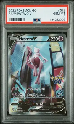 2022 POKEMON GO #072 FULL ART/MEWTWO V PSA 10 - Image 1