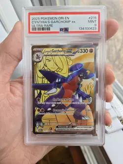PSA 9 - 2025 Pokemon Destined Rivals Cynthia’s Garchomp EX #215/182 Ultra Rare - Image 1
