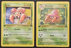 LP-NM 1st Edition Paras 59/64, Parasect 41/64 - Vintage Pokemon 1999 WoTC Jungle - Image 1
