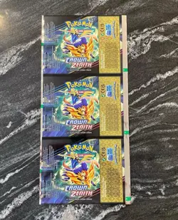 Authentic Uncut Crown Zenith Booster Pack Wrapper Foil Sheet Pokemon - - Image 1